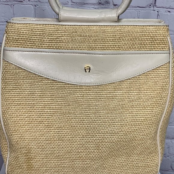 Vintage 90’s Etienne Aigner Bag- Straw & Leather - Picture 7 of 16